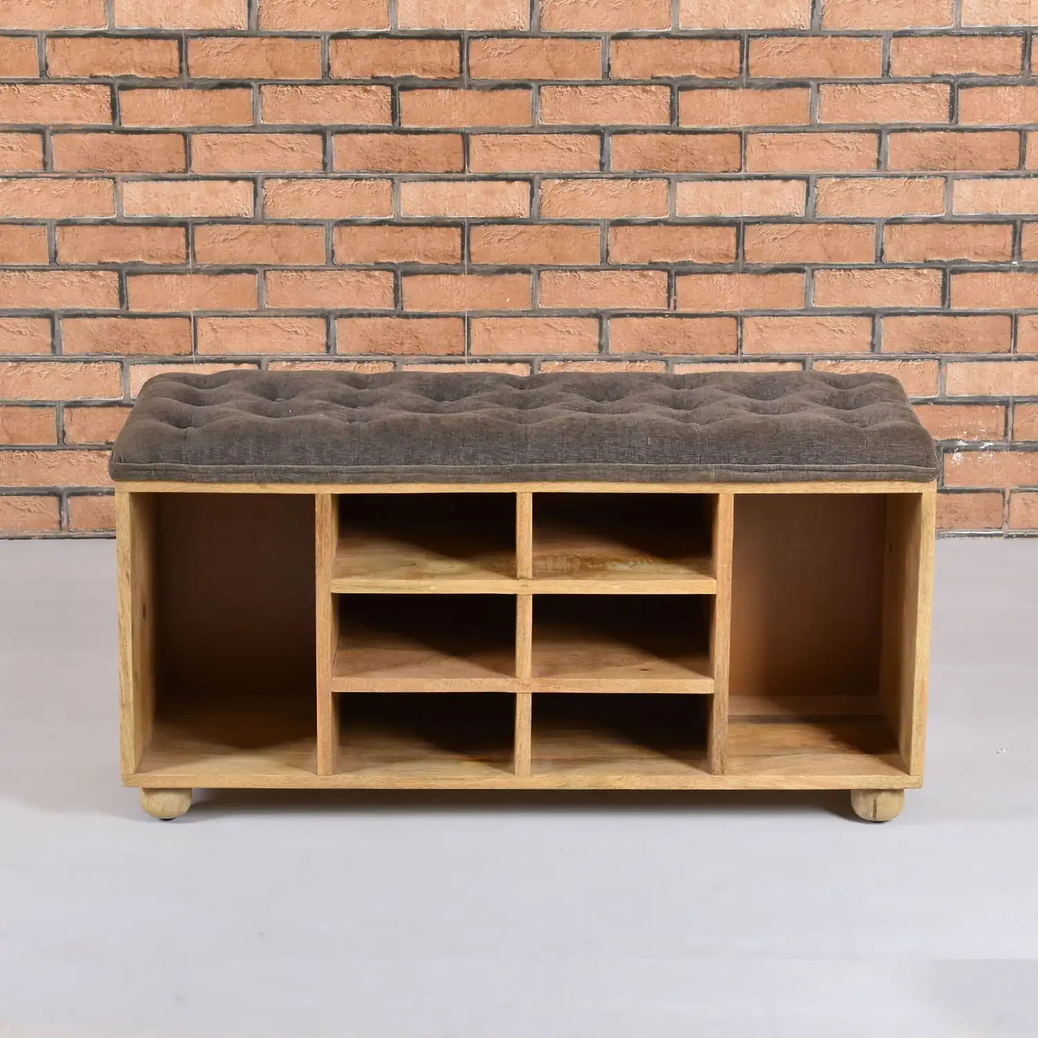 Mango Wood Shoe Cabinet Table with Cotton Seat - popular handicrafts